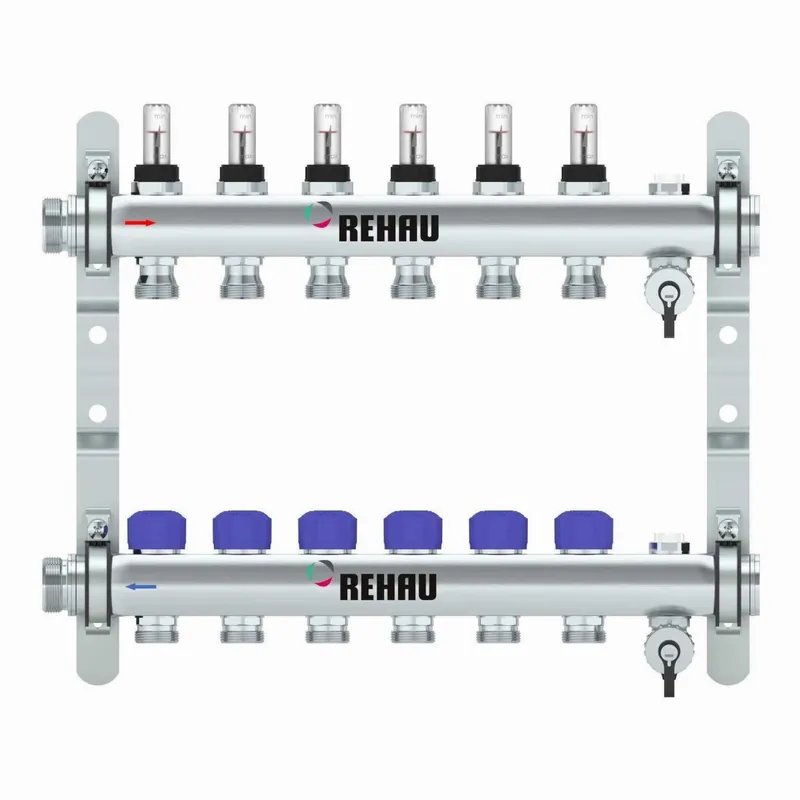 Lage Prijs REHAU Verdeler HKV-D Easyflow RVS 6 groeps, met flow indicator min/max