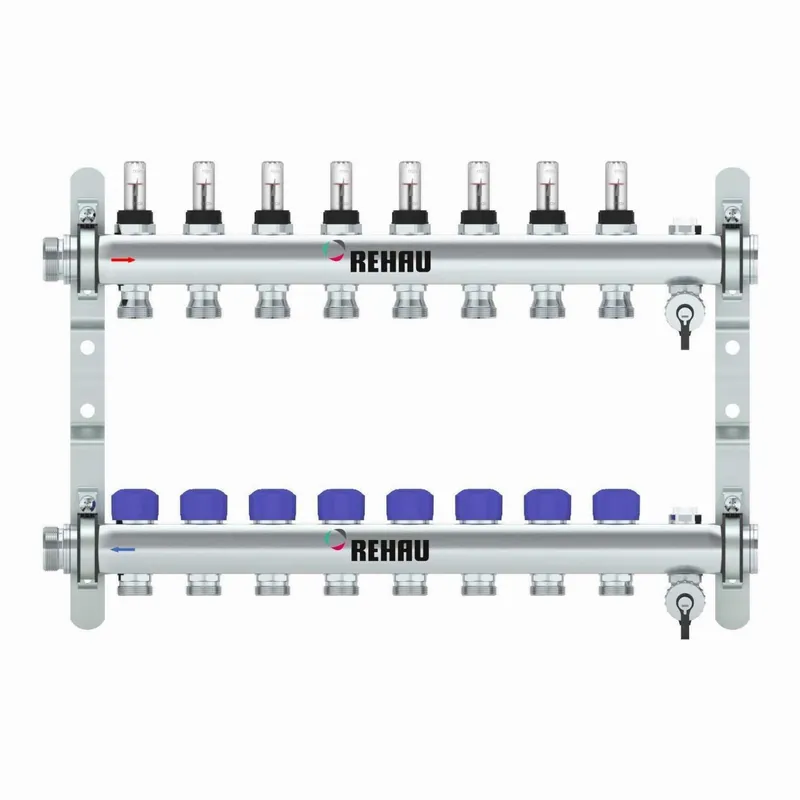 Snelle Levering REHAU Verdeler HKV-D Easyflow RVS 8 groeps, met flow indicator min/max