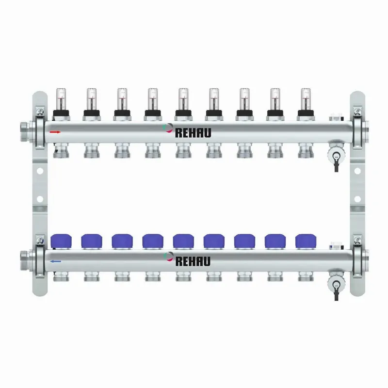 REHAU Verdeler HKV-D Easyflow RVS 9 groeps, met flow indicator min/max Koopje