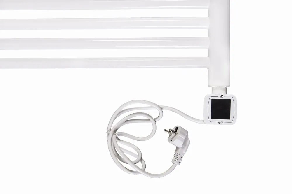 Thermrad (reserve) thermostaat tbv Tone-E elektrische handoekradiator, kleur wit incl kabel van 130cm met aangevormde stekker. Must-Have
