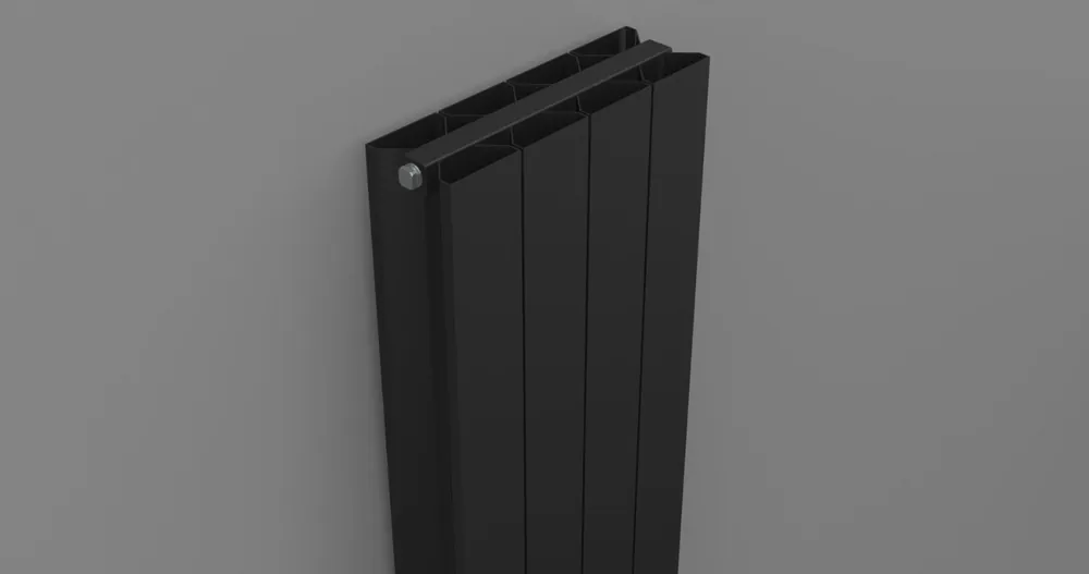 Finale Uitverkoop Thermrad Alustyle radiator 1206W, recht, verticaal, 6 aansluitingen 1/2", hxlxd 1826x320x95mm, mat zwart