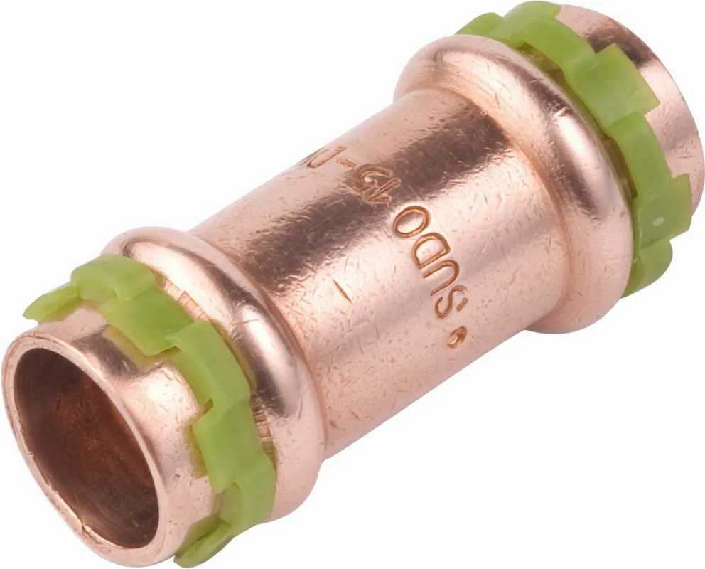 VSH Sudopress KOPER rechte koppeling, sok 15 x 15mm, koper (pers x pers) Actieprijs