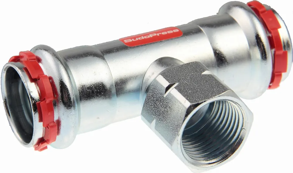 VSH Sudopress STAAL T-stuk, 22mm x 1/2 x 22mm, staal (pers x binnendraad x pers) Tijdelijk Beschikbaar
