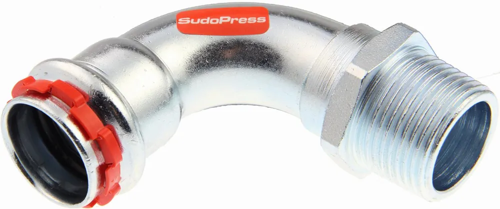 VSH Sudopress STAAL bocht koppeling 90gr, 15mm x 1/2, staal (pers x buitendraad) Speciale Aanbieding
