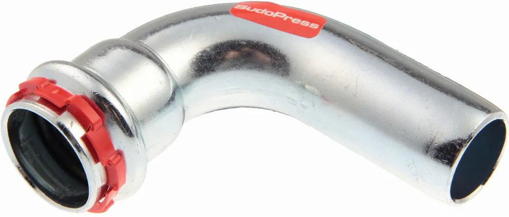Hoge Kwaliteit VSH Sudopress STAAL bocht koppeling, 90gr, 42mm x 42mm, staal (insteek x pers)