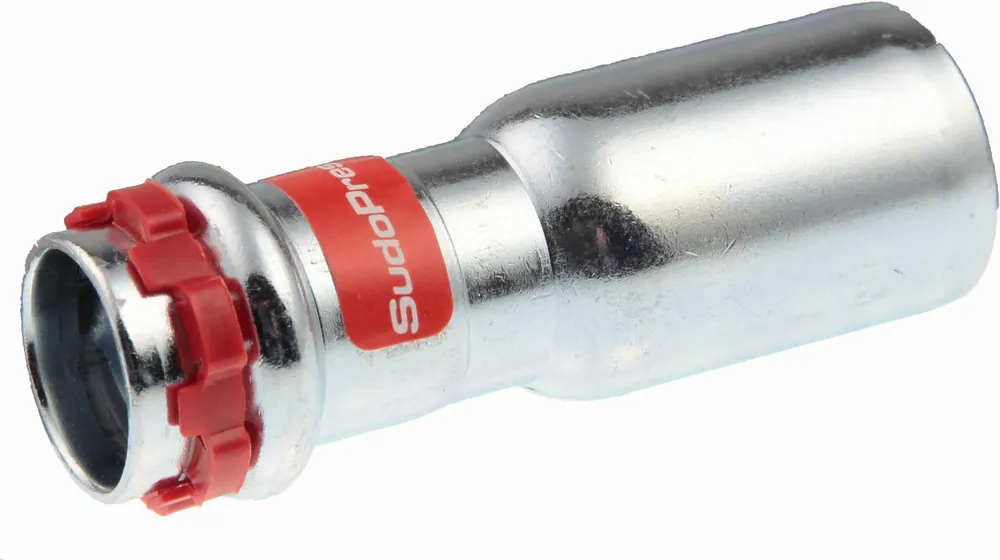VSH Sudopress STAAL rechte koppeling, insteekverloop 42mm x 35mm, staal (insteek x pers) Gecertificeerd