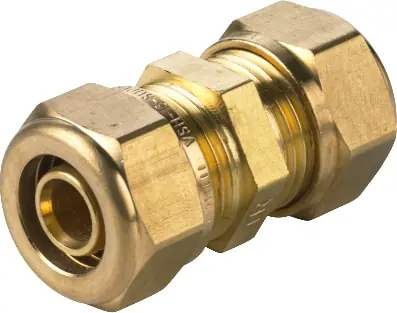 Laatste Versie VSH Super Knelfitting, messing, rechte koppeling, sok 20 x 20mm (knel x knel) 0891055