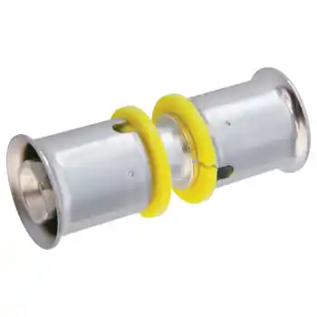 Merkproduct Wavin Tigris Gas M1 rechte koppeling, 16x16mm (pers x pers)