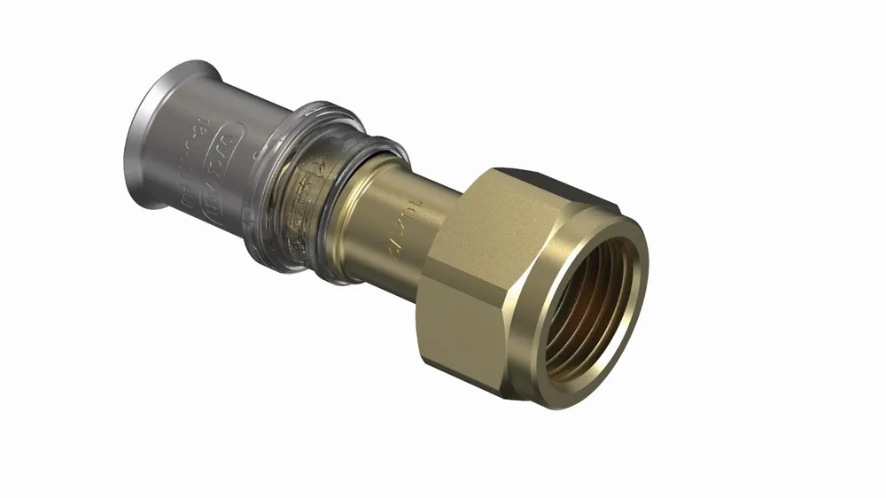 Actieprijs Wavin Tigris M5 overgangskoppeling met wartel en akoestische lekdetectie-fuctie, 16x3/8" (pers x wartel)