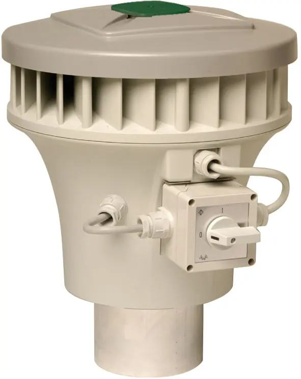 Zehnder KPMe dakventilator gelijkstroom, 50Pa 250m3h, 230V, 0.1kW, 0.4A, aansluitklem, horizontaal, 49dB, hoogte 428mm, dia 125mm Express Levering