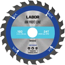 Superprijs Labor HM cirkelzaagblad hout 190x30x2,4mm 24T