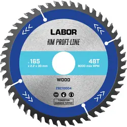 Labor HM cirkelzaagblad hout 165x30x2,2mm 48T Gecertificeerd