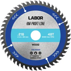 Labor HM cirkelzaagblad hout 216x30x2,4mm 48T Dagaanbieding