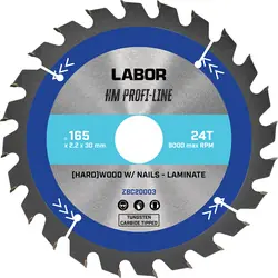 Labor HM cirkelzaagblad hard hout 165x30x2,2mm 24T Tijdelijk Beschikbaar