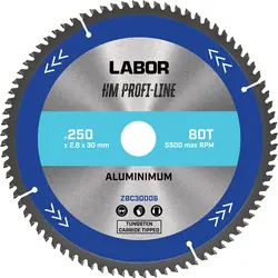 Labor HM cirkelzaagblad aluminium 250x30x2,8mm 80T Exclusieve Aanbieding