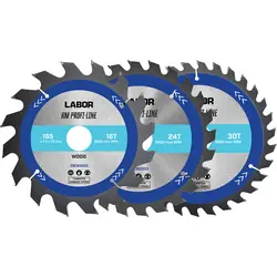 Labor HM cirkelzaagblad hout 165x30x2,2mm - 16,24,30T Direct Beschikbaar