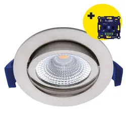 Bestel Nu Eco-Dim LED inbouwspot kantelbaar 5W Geborsteld nikkel 2700K