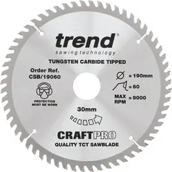 Trend cirkelzaagblad 190x30x2,8mm 60T Betrouwbaar