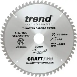 Trend Crosscut cirkelzaagblad voor de afkortzaag 216x30x2,6mm 60T Betaalbaar