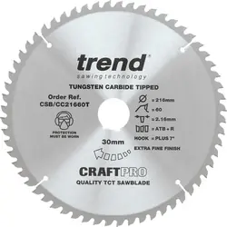 Trend Crosscut cirkelzaagblad 216x30x2,16mm 60T Betrouwbaar