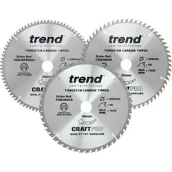 Trend cirkelzaagbladen set 250x30x3,0mm Beperkt Aanbod
