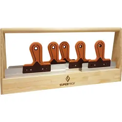 Super Prof houten spackmesbak met 5 spackmessen soft handgreep 6-delig Betaalbaar