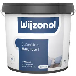 Direct Verzonden Wijzonol Superdek muurverf extra dekkend mat 5L wit