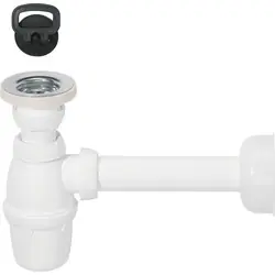 Wirquin wastafelsifon met plug en dopje met muurbuis plug, dop en muurbuis Superprijs