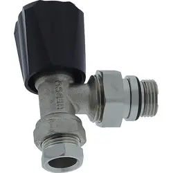 Weekendaanbieding Radiatorkraan zwarte knop haaks