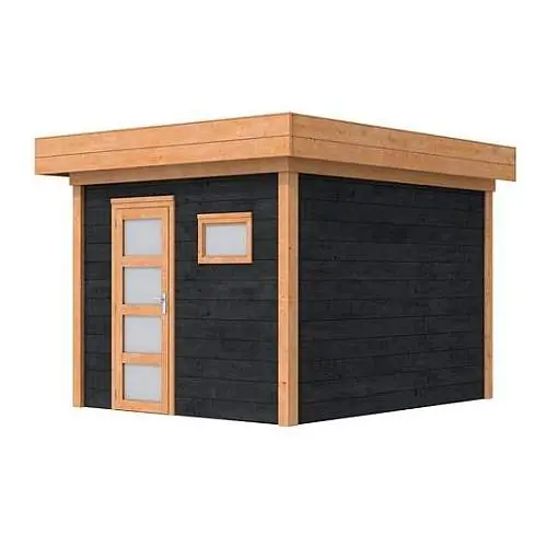 Meest Verkocht Blokhut Topvision Raaf douglas geschaafd 298 x 298 cm zwarte wanden