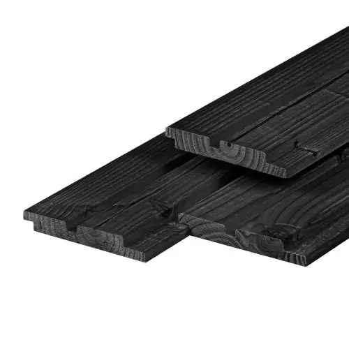 Gevelbekleding dubbel profiel douglas zwart gespoten 1,9 x 13 x 400 cm Gecertificeerd