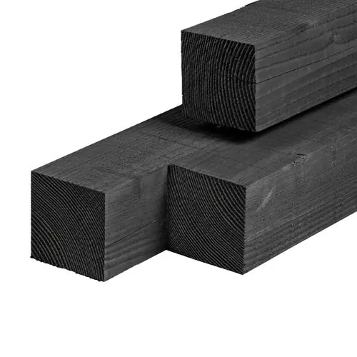 Tuinpaal douglas ongeschaafd zwart geïmpregneerd 15 x 15 x 400 cm Nieuw