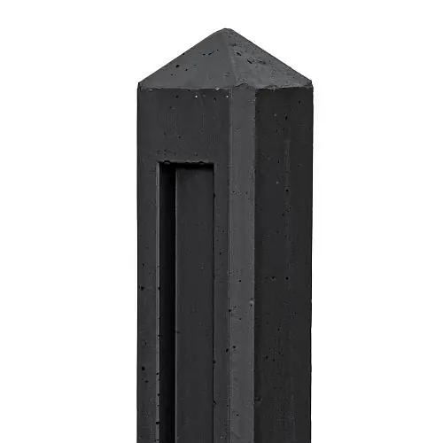 Beton tuinhekpaal diamantkop Hunze antraciet gecoat 10 x 10 x 145 cm eindpaal Premium