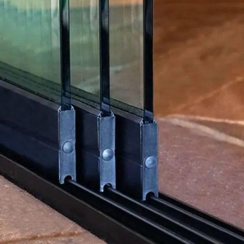 Gereduceerde Prijs Glazen schuifwand 3-rail antraciet tot 300 cm breed 223-227 cm hoog