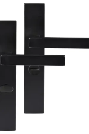 Shop Nu Differnz Tilburg deurkruk op schild rechthoekig 225x41x10mm WC63/8 mm Zwart