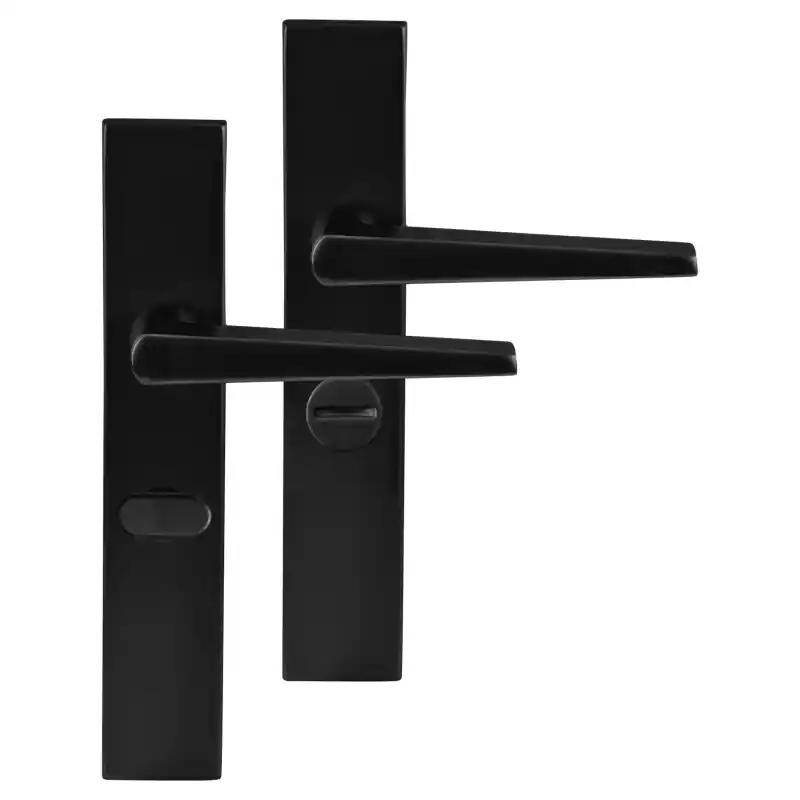 Finale Uitverkoop Differnz Rotterdam deurkruk op schild afgerond 225x41x10mm WC63/8 mm Zwart