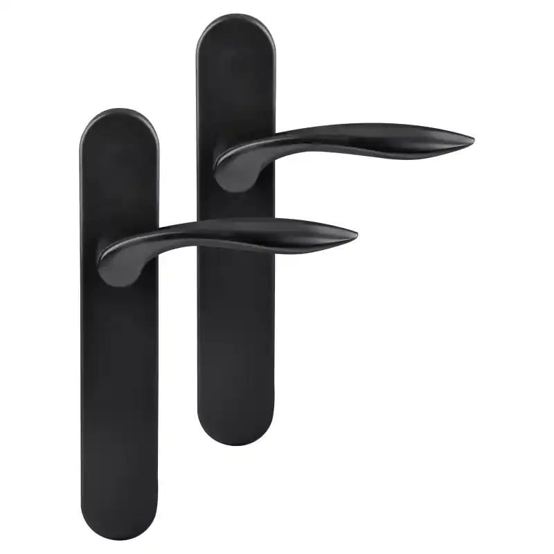 Differnz Groningen deurkruk op schild afgerond 225x41x10mm blind Zwart Beperkte Voorraad