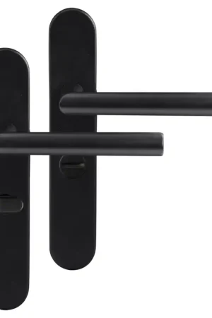 Speciale Aanbieding Differnz Amsterdam deurkruk op schild afgerond 225x41x10mm WC63/8 Zwart