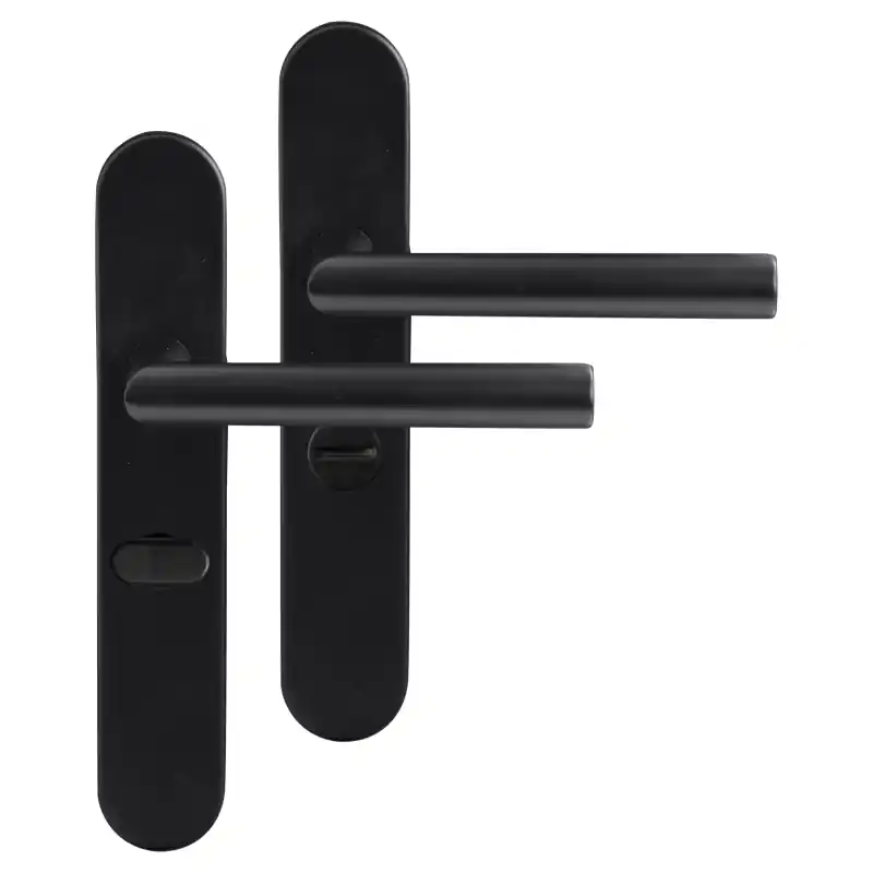 Speciale Aanbieding Differnz Amsterdam deurkruk op schild afgerond 225x41x10mm WC63/8 Zwart