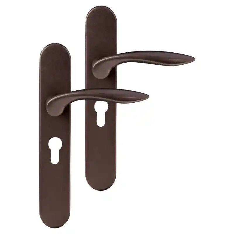 Gereduceerde Prijs Differnz Groningen deurkruk op schild afgerond 225x41x10mm PC55 mm Brons