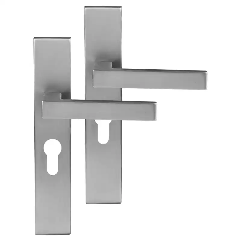 Hete Deal Differnz Tilburg deurkruk op schild rechthoekig 225x41x10mm PC55 mm mat chroom