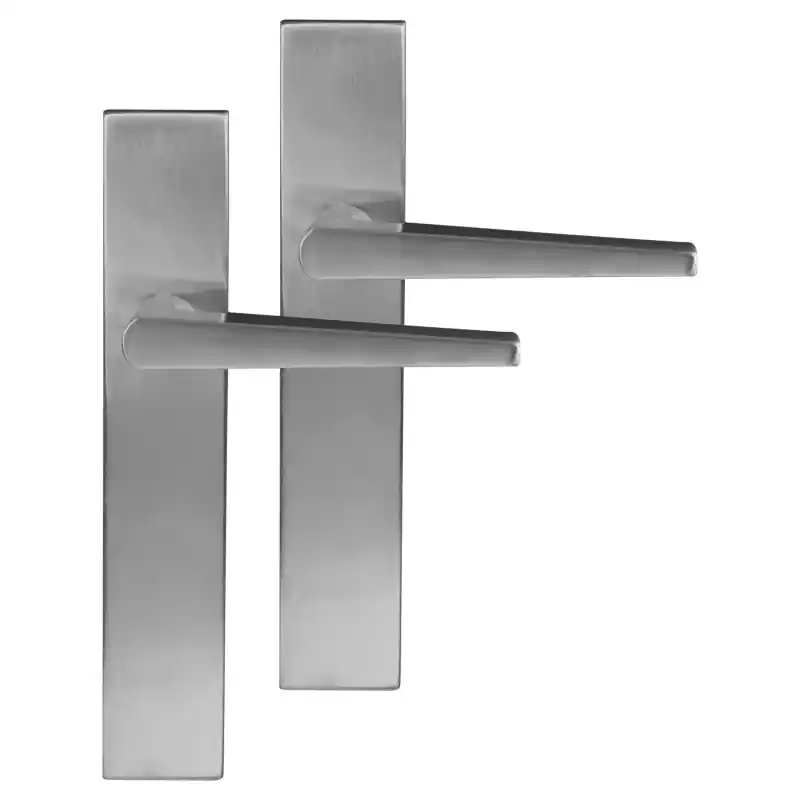 Koop Online Differnz Rotterdam deurkruk op schild afgerond 225x41x10mm blind Mat chroom