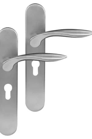 Veilige Betaling Differnz Groningen deurkruk op schild afgerond 225x41x10mm WC63/8 mm mat chroom