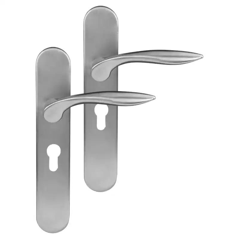 Veilige Betaling Differnz Groningen deurkruk op schild afgerond 225x41x10mm WC63/8 mm mat chroom