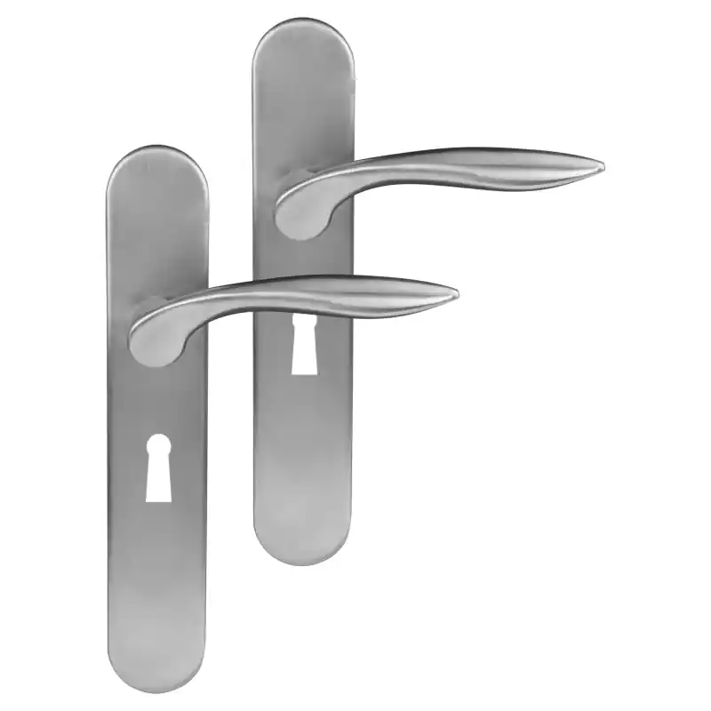 Differnz Groningen deurkruk op schild afgerond 225x41x10mm BB 56 mm mat chroom Gratis Retour