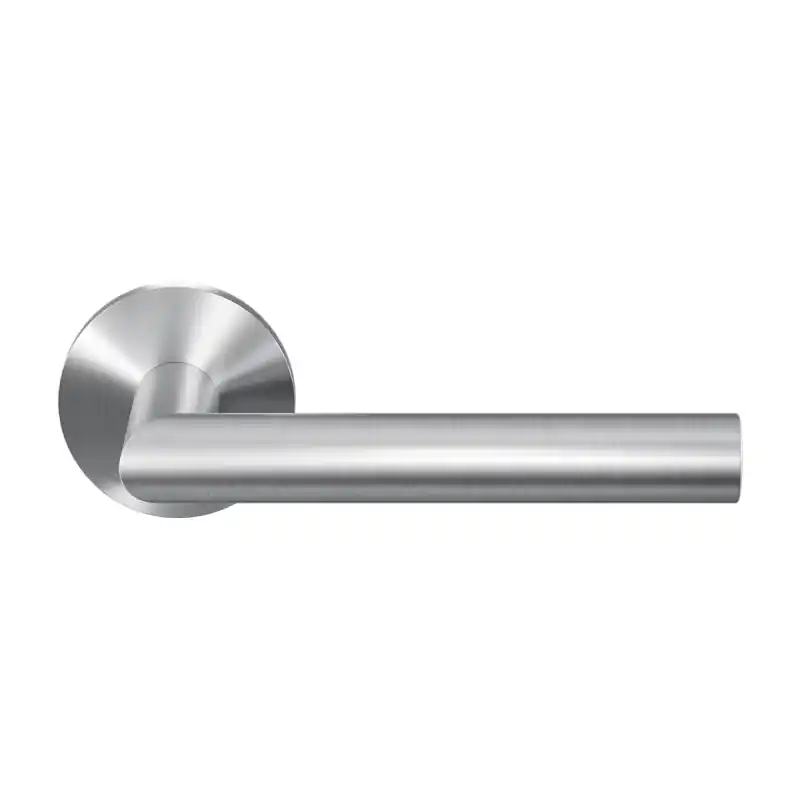 Must-Have Deurklink RVS Geborsteld L-Haaks Model op Ronde Rozet 19mm GPF115VR