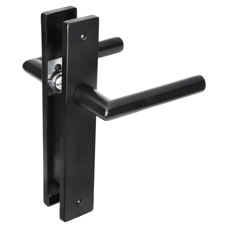 Impresso London deurkruk op schild met schroeven rechthoekig 226x41x10mm Zwart Must-Have