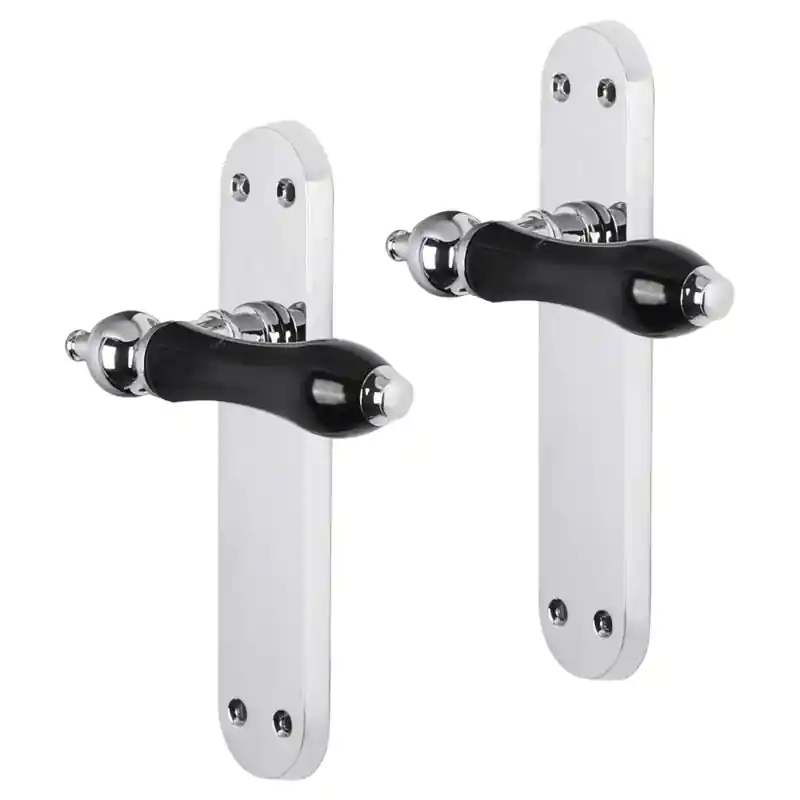 Impresso Bracknell deurkruk op schild met schroeven afgerond 225x41x10mm Chroom Hoge Kwaliteit