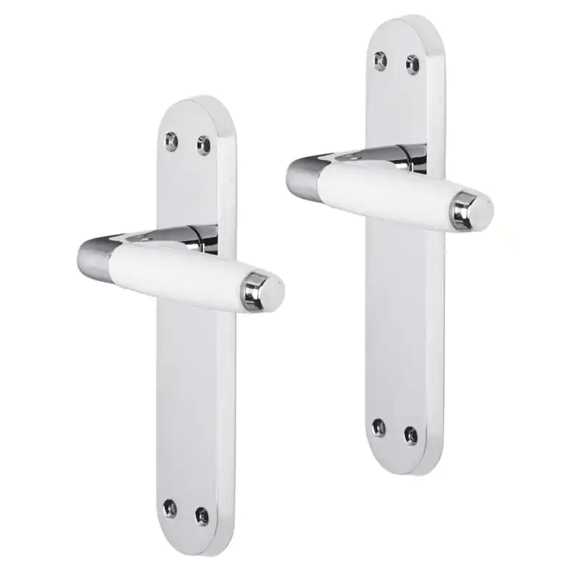 Impresso Durban deurkruk op schild met schroeven afgerond 225x41x10mm Chroom Korting