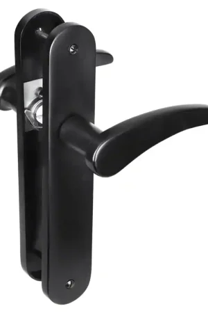 Bestel Nu Impresso Philly deurkruk op schild met schroeven afgerond 225x41x10mm Zwart